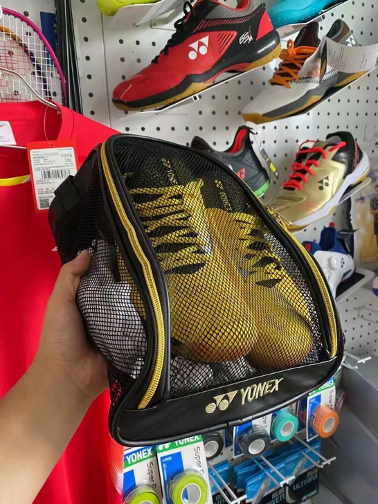 尤尼克斯鞋袋，透气，可手提，金属拉链，刺绣...