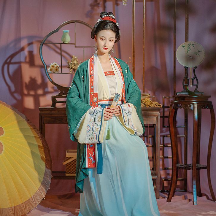 池夏 风华录:琬琰 原创改良汉服对襟衫齐腰...