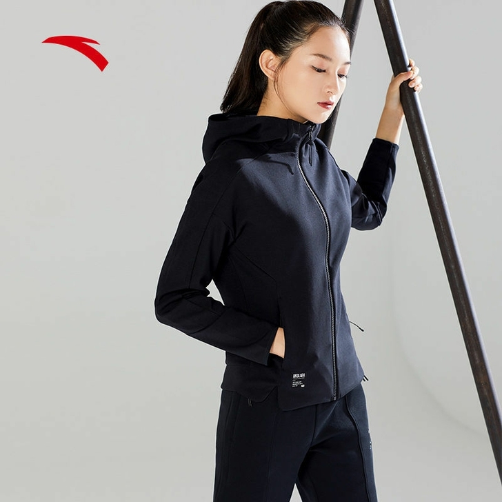 安踏关晓彤同款女士外套 秋开衫连帽针织运...