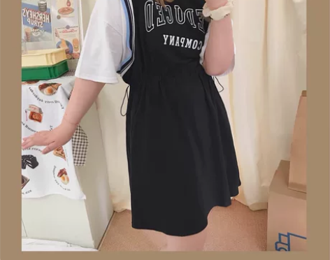 蒜泥SUNI大码宽松运动风格减龄假两件背心...