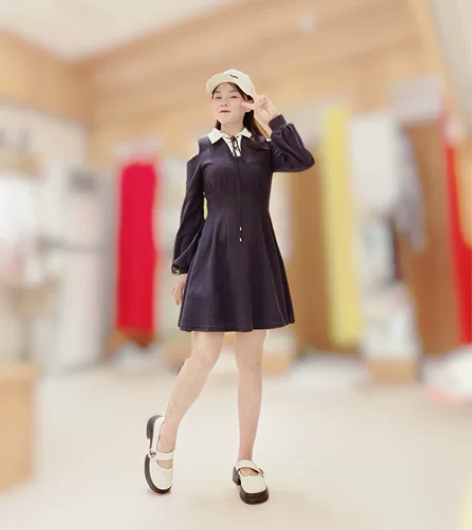 爱依服长袖连衣裙秋款女装2022年新款韩系...