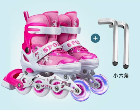 溜冰鞋儿童全套装男童女童滑冰轮滑鞋旱冰可调...