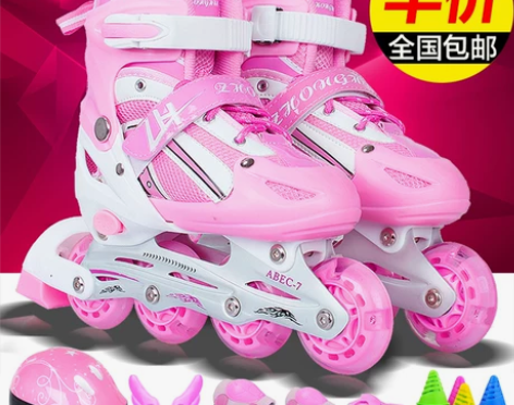 直排轮 儿童女溜冰鞋全套旱冰鞋滑冰鞋直排轮...