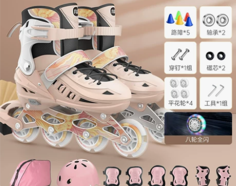 【55价】斯威溜冰鞋儿童轮滑鞋初学者男孩男...