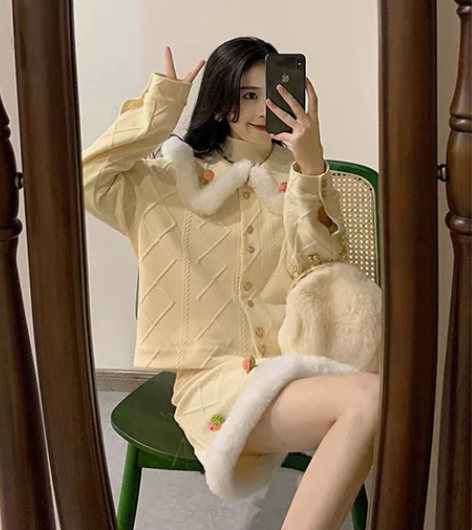 复古赫本风毛呢套装裙秋冬季女港风小个子奶f...