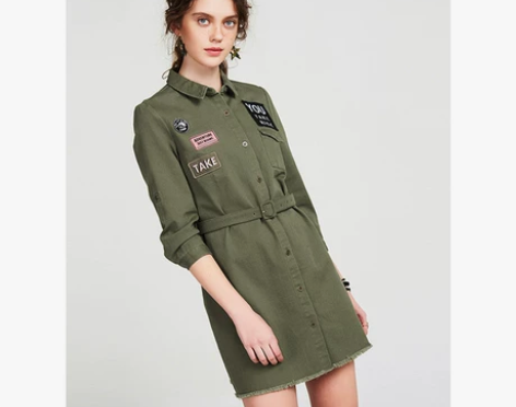 cachecache 复古军旅风毛边下摆连...