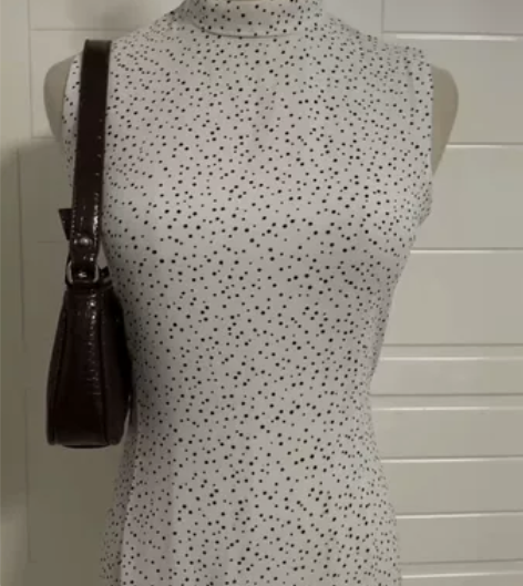 古着vintage港风削肩连衣裙 胸围10...