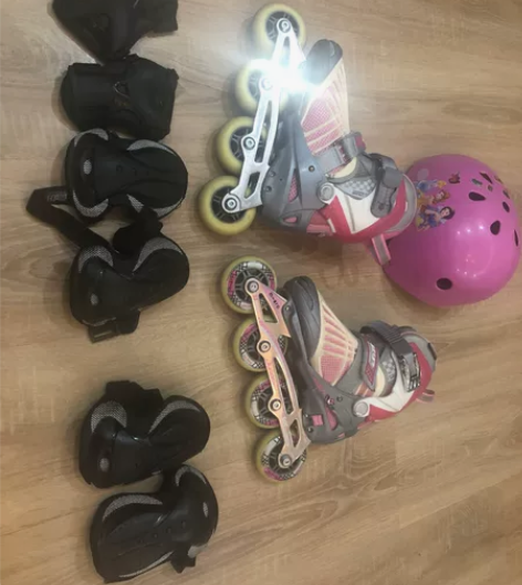 全套粉色m-cro轮滑鞋，33-36码，原...