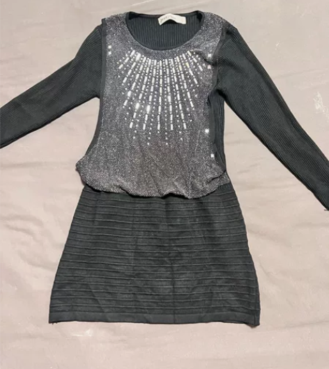 女士针织连衣裙三彩针织连衣裙 9新，L码，...