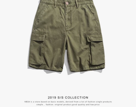 夏季重磅休闲中裤工装短裤男青少年潮流宽松五...