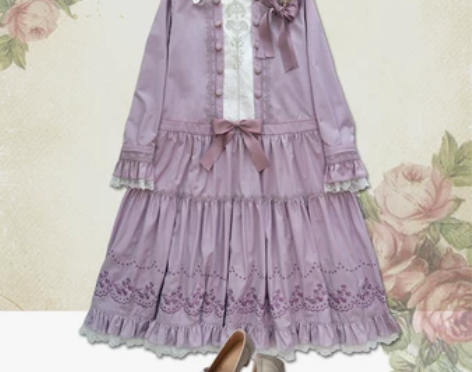 玫瑰之书*学院风水手领低腰长袖连衣裙*表面...