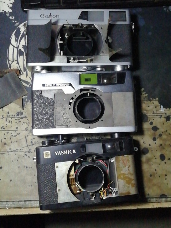 三台旁轴相机 配件机 佳能 百丽 理光