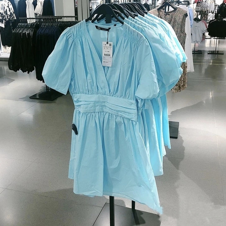ZARA连衣裙 纯棉松紧腰