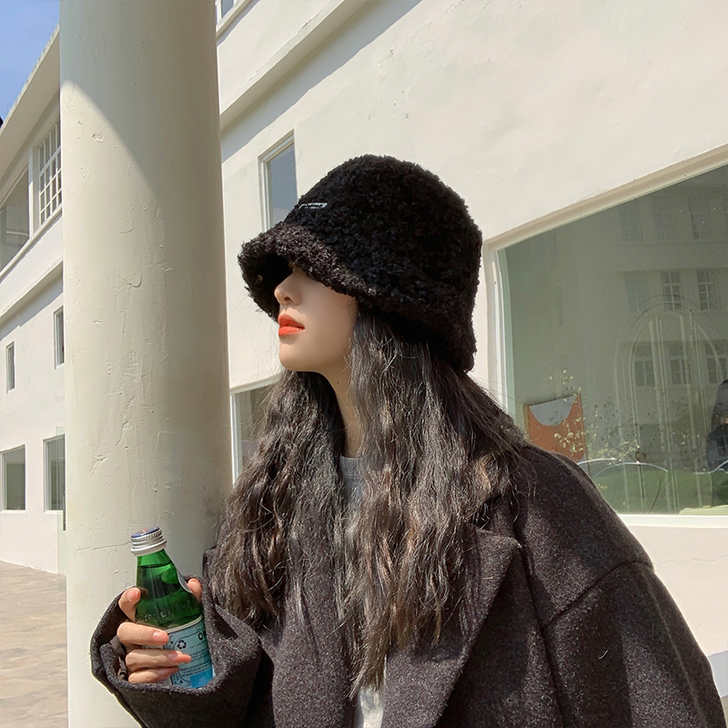 帽子女秋冬韩版潮羊羔毛绒渔夫帽显脸小复古百搭