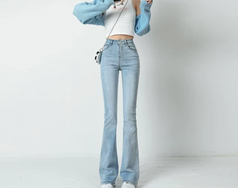 chic微喇叭牛仔裤女2022年夏季薄款高...