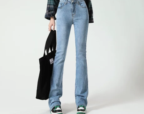 ?微喇叭牛仔裤女九分小个子2022春夏薄款...