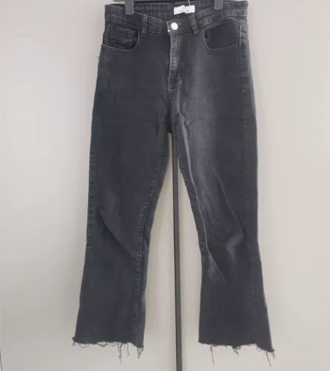 牛仔裤女黑色阔腿喇叭 高腰显瘦修身垂感拖地...