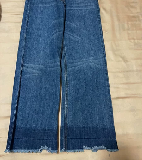 hs阔腿牛仔裤设计感毛边xs码 感兴趣的话...