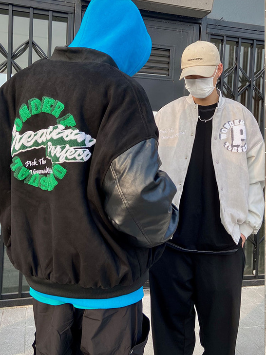 earthlinghoo 拼接麂皮夹棉加厚...