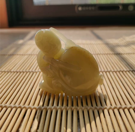 3934#老和田玉击鼓童子挂件吊坠手把件玉...