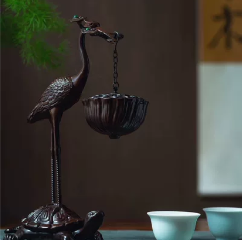 仙鹤莲花创意合金做旧仿古仙鹤莲花悬挂炉吊炉...