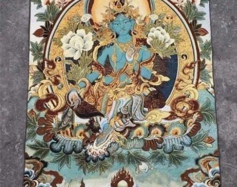 (转让,全品全新,)四臂观音,唐卡刺绣织锦...