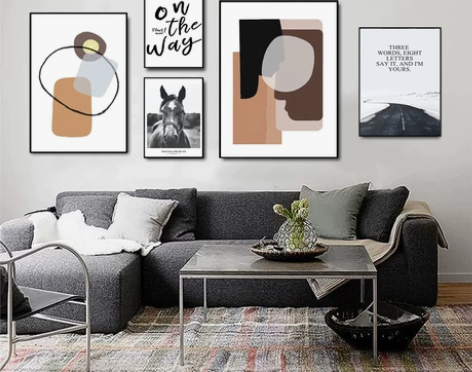 北欧组合装饰画客厅现代简约多联挂画餐厅轻奢...