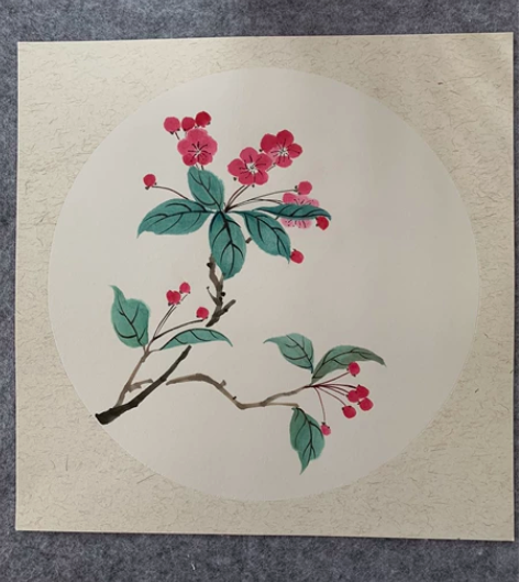 纯手绘国画海棠 生宣卡纸38??38 满8...