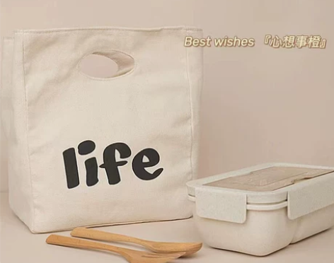 便当饭盒袋日式帆布装手提包铝箔加厚保温袋上...