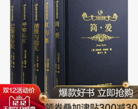 【1212价】【精装】众阅文学馆5册简爱红...