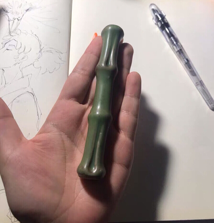 3节竹节两用笔搁笔架陶瓷古风笔山毛笔架书法...