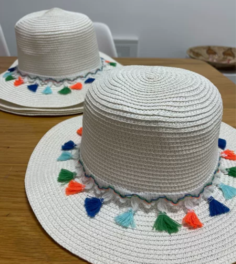 店铺清仓 白色流苏遮阳帽民族风草帽帽子全新...