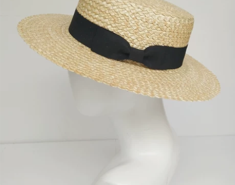 ?草帽平顶平边麦秆草编织帽女春夏遮阳休闲帽...