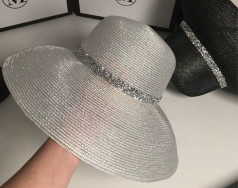 新款防晒银丝遮阳帽女夏潮百搭可折叠草帽夏季...