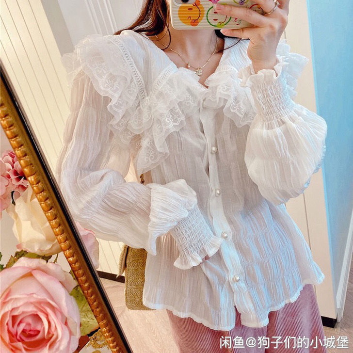 雪纺蕾丝衫