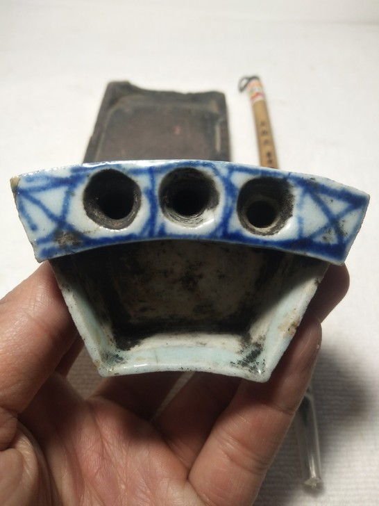 清代文房青花毛笔插