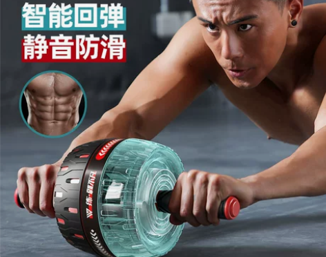 ?朗威自动回弹健腹轮男士家用滚轮收腹健身运...