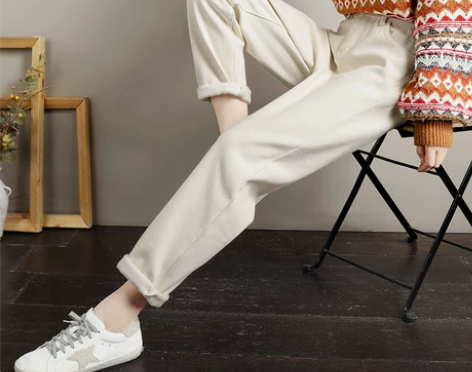 加绒老爹休闲裤子女秋冬宽松直筒2020新款...