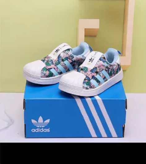 阿迪儿童鞋三叶草贝壳头休闲鞋一脚蹬宝宝学步...