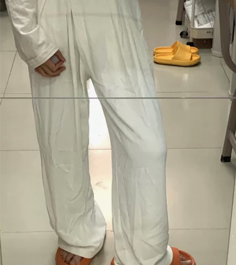 白色阔腿裤女春秋季高腰垂坠感宽松直筒小个子...