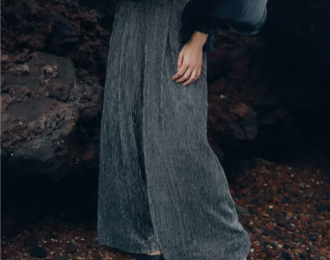 2018秋装新款亮丝坠感阔腿裤夏季复古温柔...