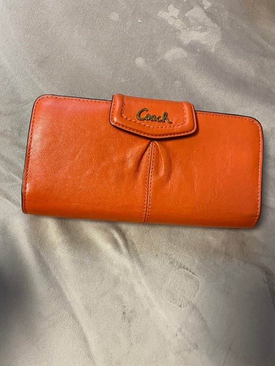 Coach 女士钱包 长款 橘色