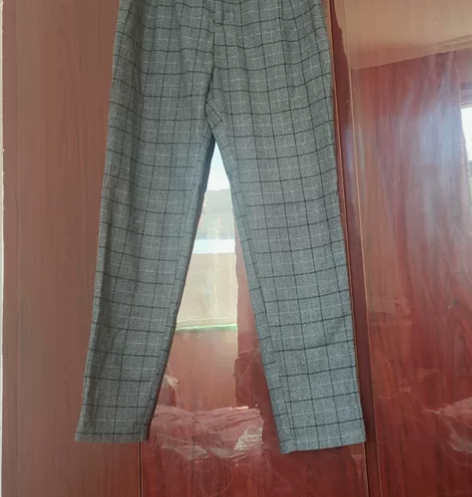 裤子女秋冬英伦复古格子九分裤小脚裤休闲裤 ...