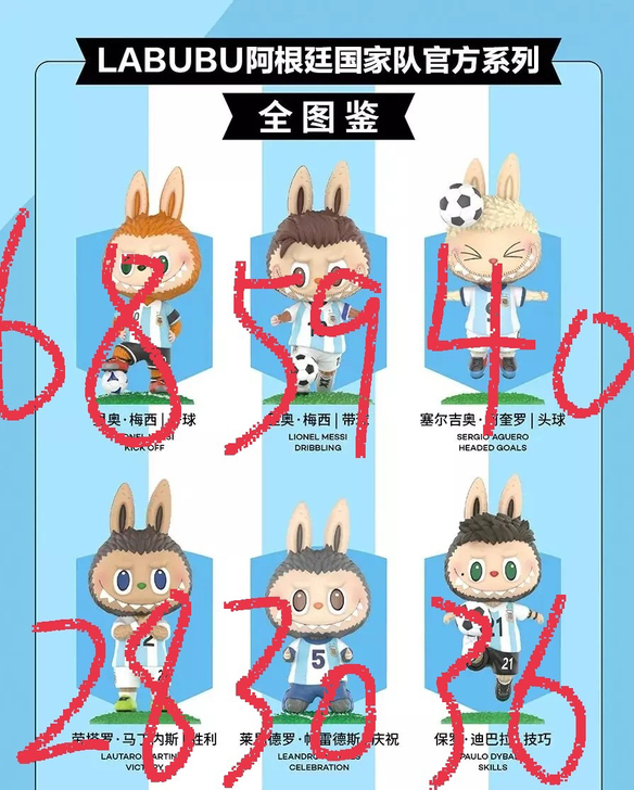labubu阿根廷足球盲盒泡泡玛特