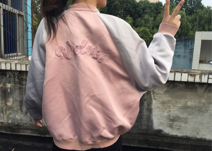 新款网红店2021爱爱丸家棒球粉拼外套