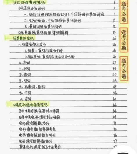 [超便宜]专为中考亲自手写初中英语语法，超...