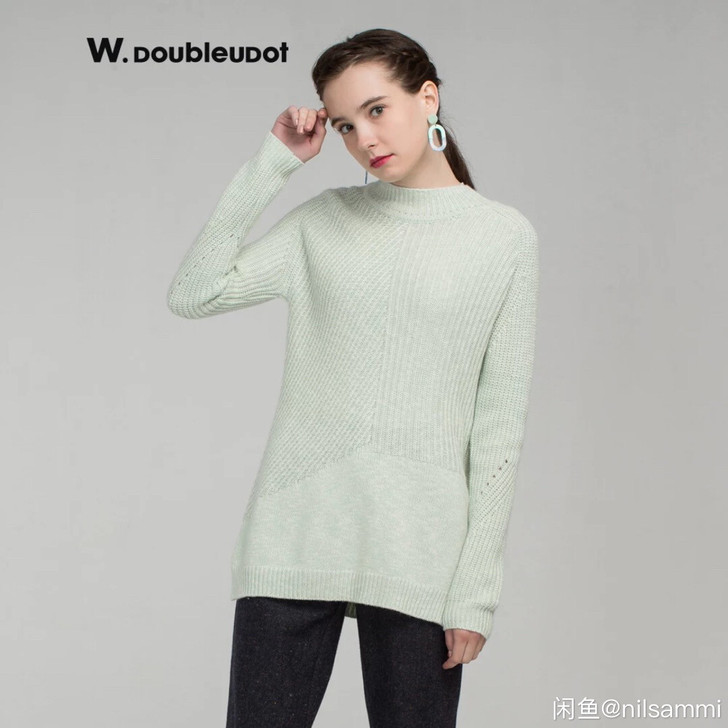 W.DoubleuDot达点桑蚕丝羊绒衫，...