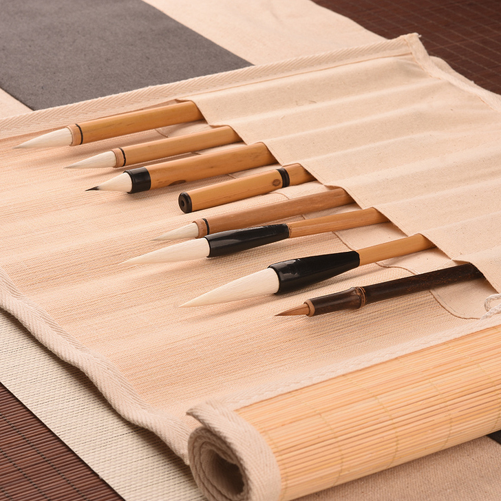 墨舍斋毛笔笔帘卷笔袋古风复古中国风学生雅致...