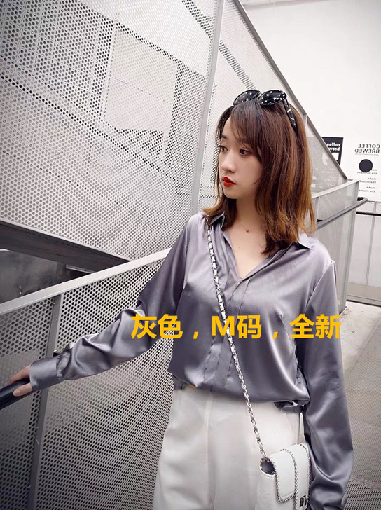 祖艾妈 定制【气场衬衫】气质光感纯色性感缎...