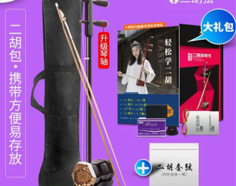 上海吴越牌二胡胡琴初学者民族乐器拉弦琴带刻...